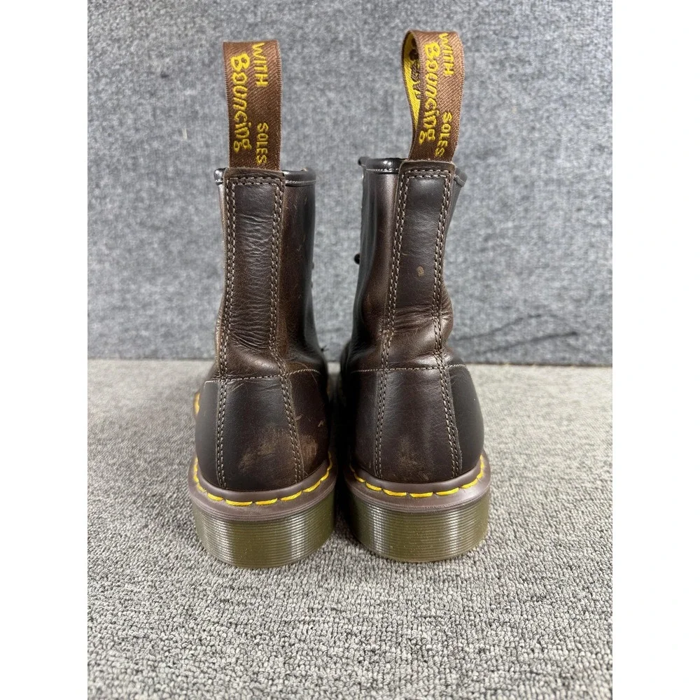 Dr Martens Boots Mens Size 10 Brown Leather Lace Up Combat Work Slip Resistant